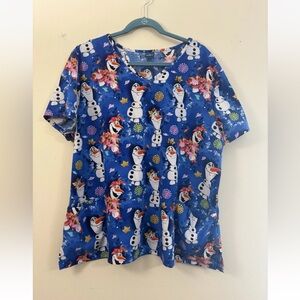 Disney's Frozen Olaf Scrub Top 2XL blue cl